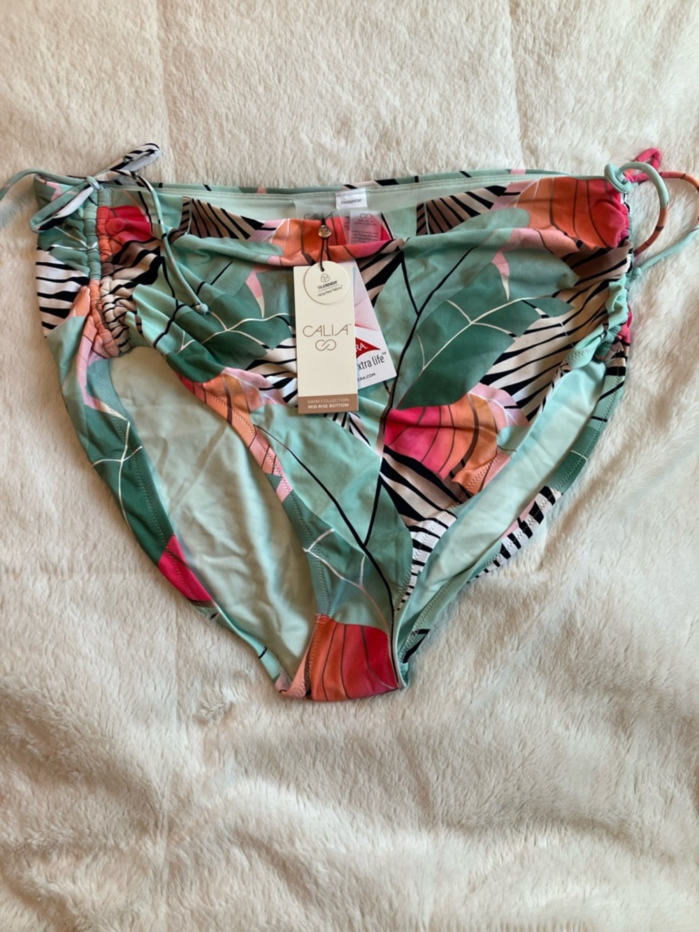 CALIA by Carrie Underwood Mint Green Tropical Leaf & Floral Bikini Bottoms